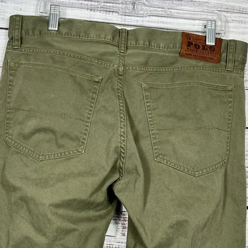 Polo Ralph Lauren 650 Straight Fit 5-Pocket Pants Mens 34x32 Green Flat Front